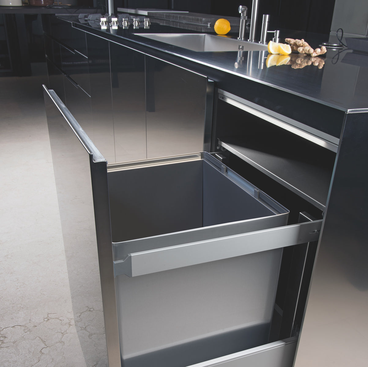 Introducing Tecnoinox pull-out In-cupboard Kitchen Bins: Superb Italian Styling & Craftsmanship