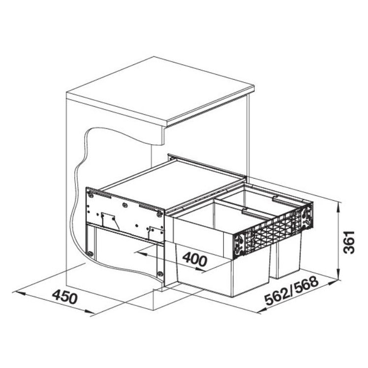 Blanco Select 60 - 2 Compartment 49L Recycler: 600mm Door