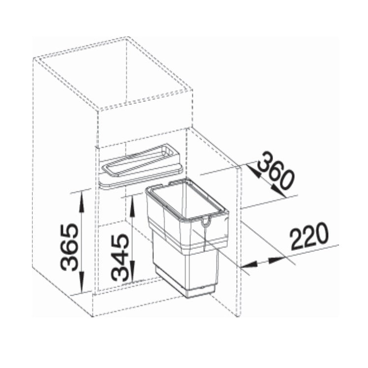 Blanco Singolo 14L Waste Bin: 450mm Door
