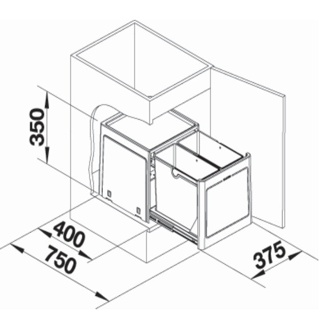 Blanco Pro 2 Compartment 26L Recycler: 450mm Door