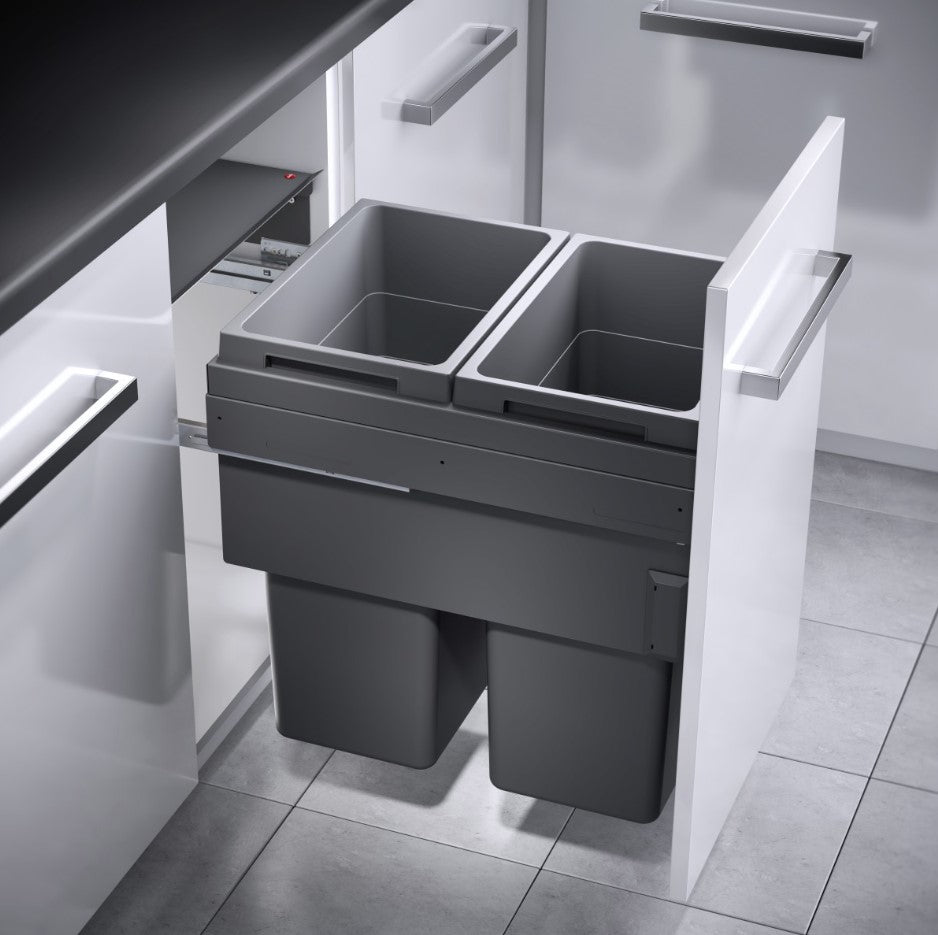 Hailo Euro Cargo 2 Compartment 76L Recycler Dark Grey: 500mm Door