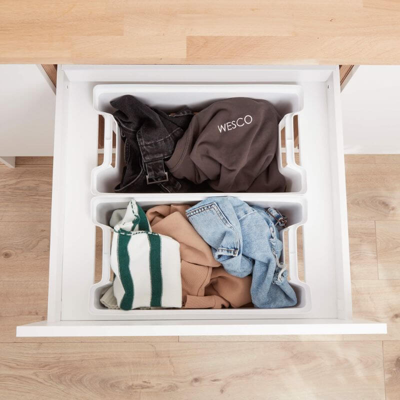 Wesco 2 Compartment 80L Built in Laundry Bin: 600mm Door