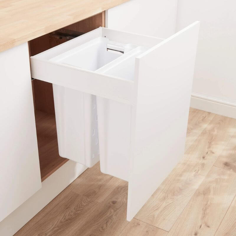 Wesco 2 Compartment 80L Built in Laundry Bin: 600mm Door