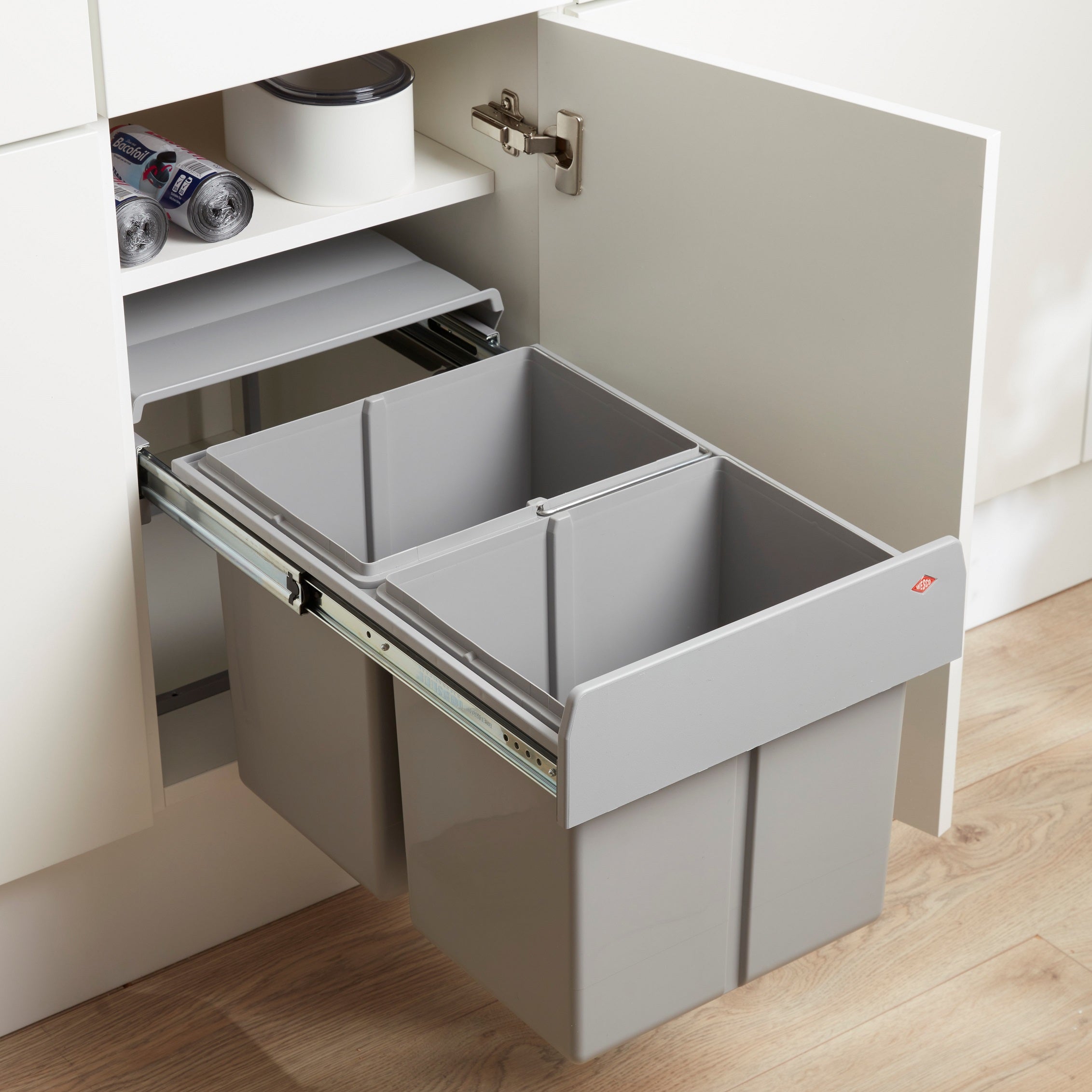 Wesco 64 litre Double Pull Out Kitchen Cupboard Bin (W64