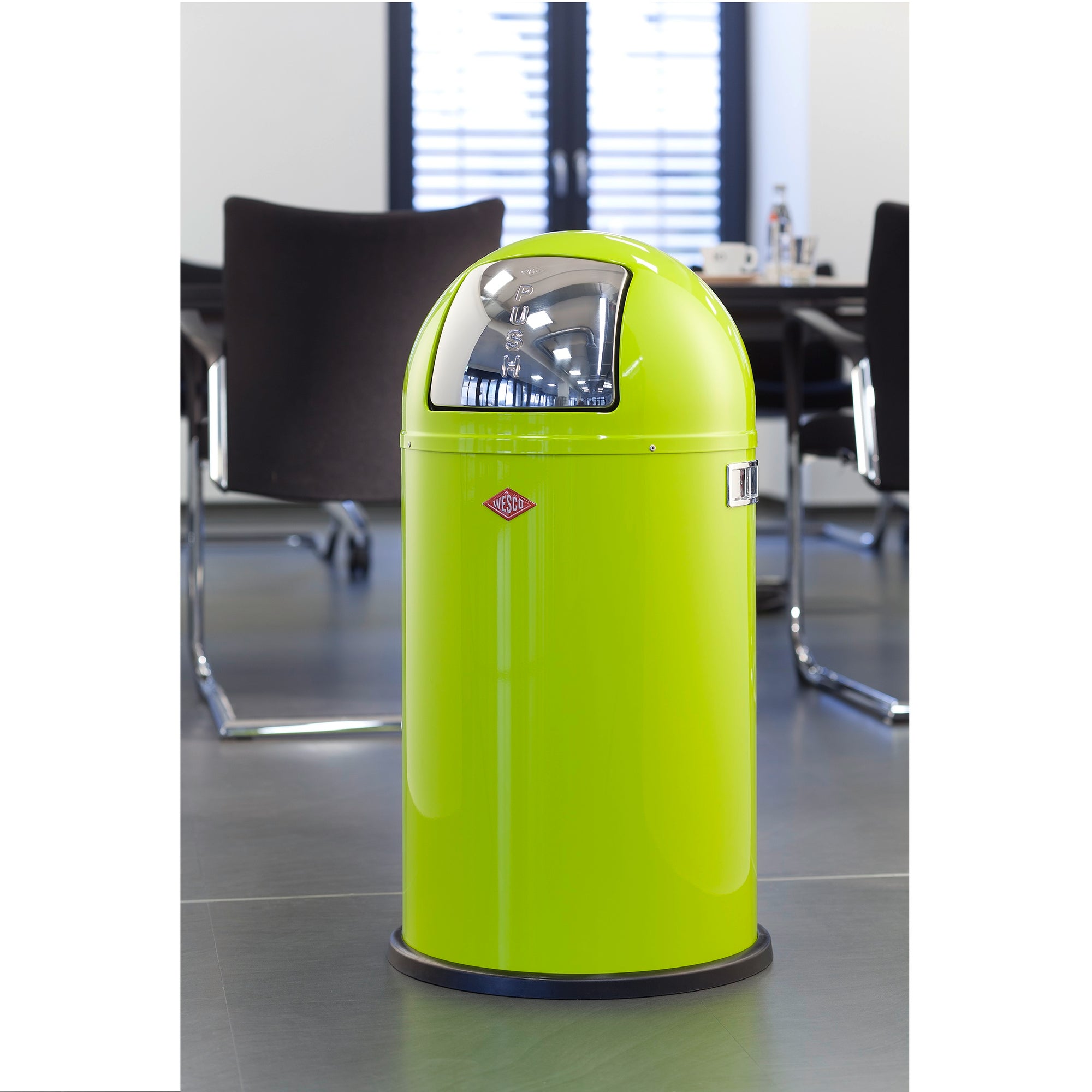 Wesco Pushboy Single Compartment 50L Kitchen Bin: Red