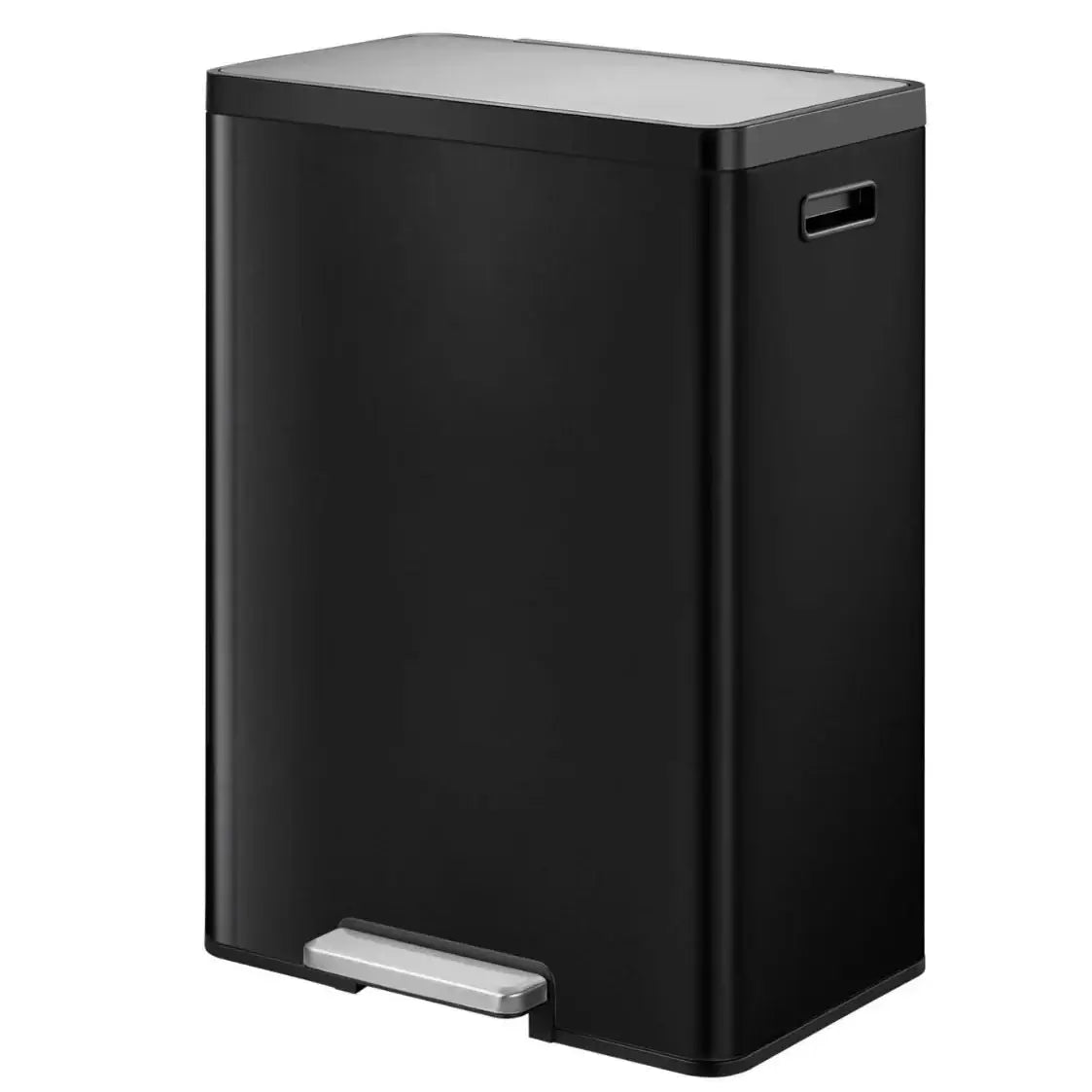 Matt Black waste bin with black accents on a white background