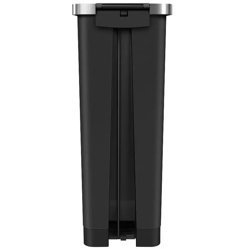 Black pedal bin on a white background