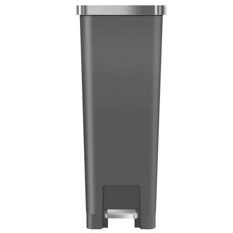 Grey pedal bin on a white background