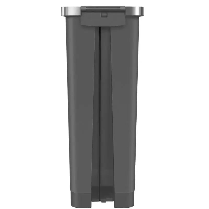 Grey pedal bin on a white background