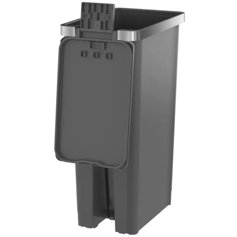 Grey pedal bin on a white background