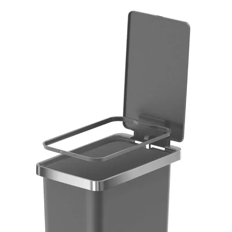 Grey pedal bin on a white background