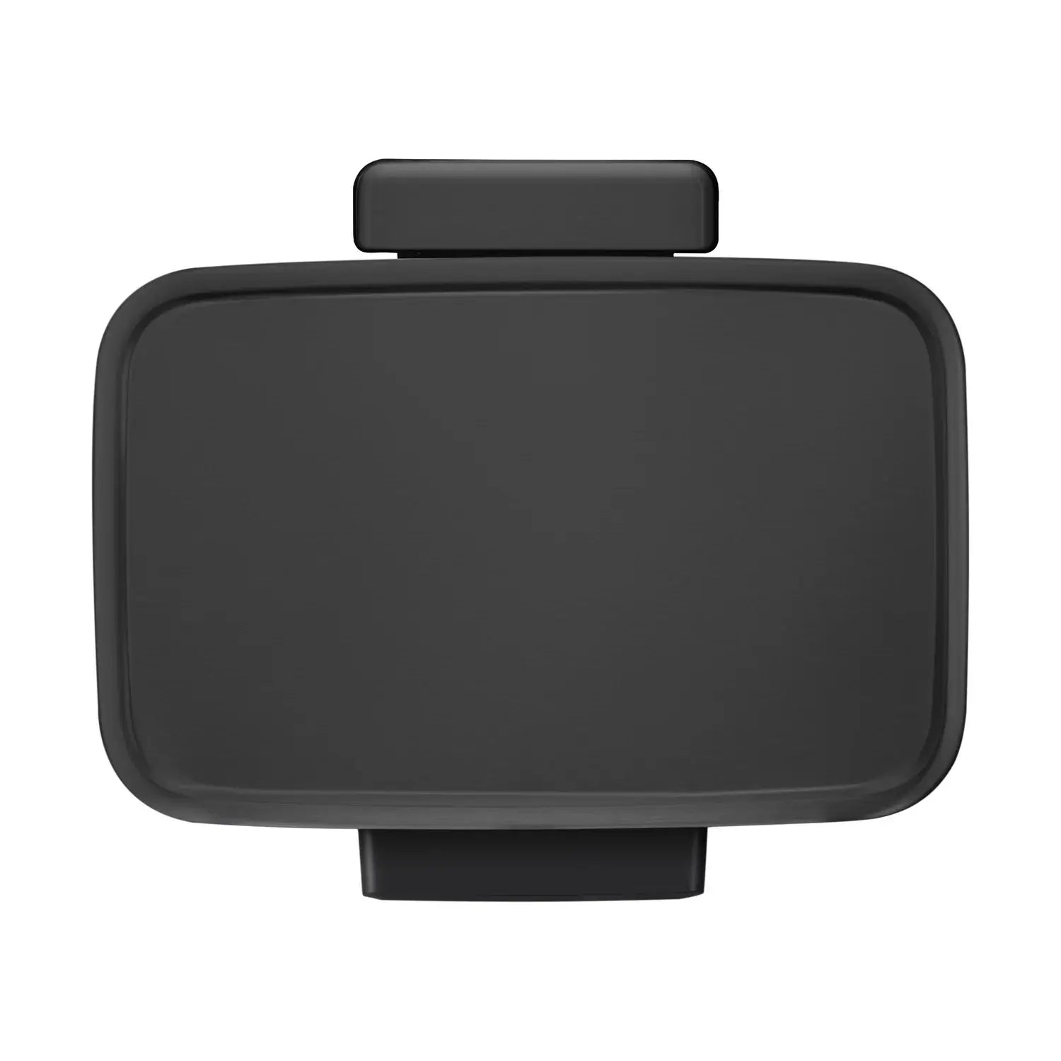 Black waste bin lid top view on a white background