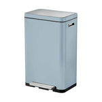 Blue rectangular waste bin with a foot pedal on a white background