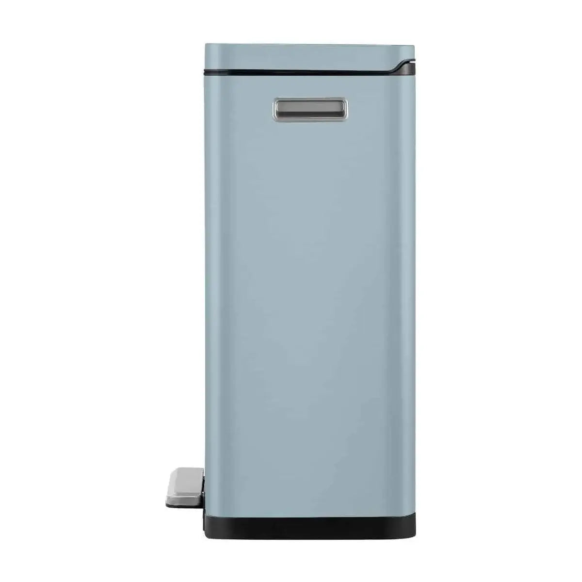 Blue waste bin with a step pedal on a white background