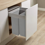 Wesco Pullboy-Z 2 compartment 84 Litre in-cupboard kitchen recycling bin for 600mm wide cabinet 827WS642-85