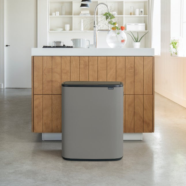 Brabantia Bo Touch 2-Compartment 60 Litre Recycling Bin - Concrete Grey