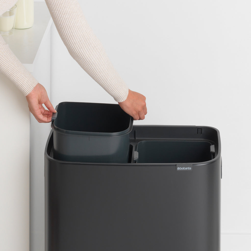 Brabantia Bo Touch 2-Compartment 60 Litre Recycling Bin - Matt Black