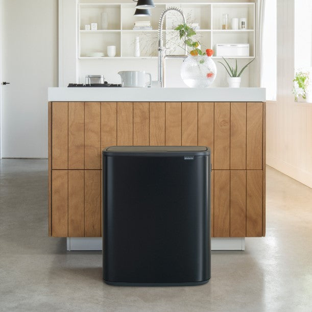 Brabantia Bo Touch 2-Compartment 60 Litre Recycling Bin - Matt Black