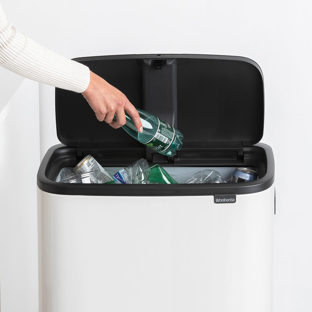 Brabantia Bo Hi Touch Single Compartment 60 Litre Kitchen Bin - White