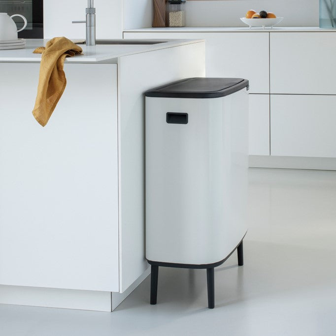 Brabantia Bo Hi Touch Single Compartment 60 Litre Kitchen Bin - White