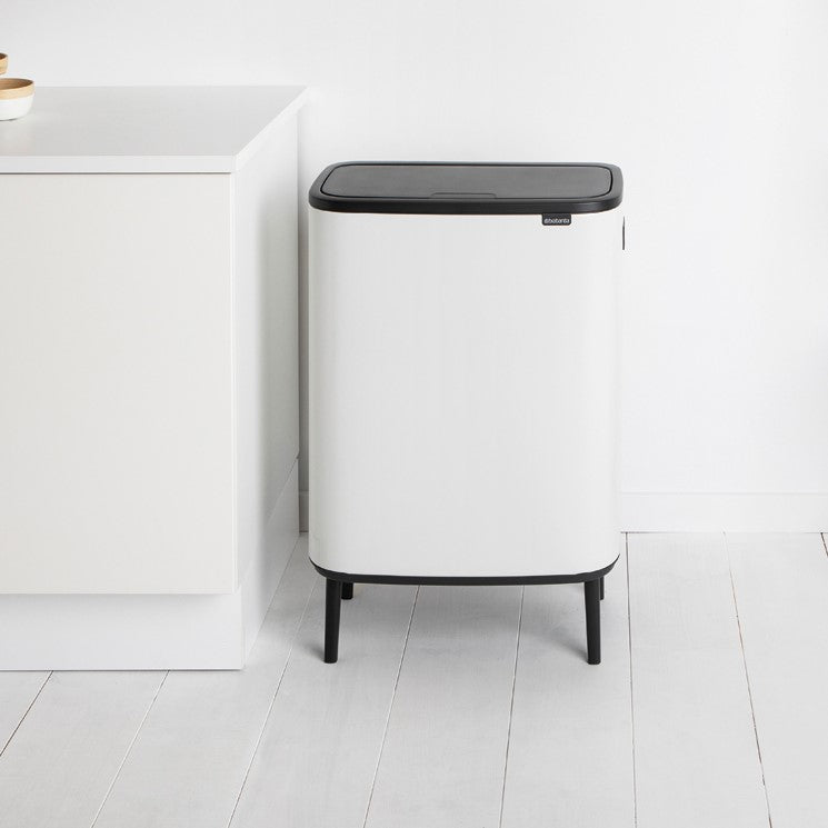 Brabantia Bo Hi Touch Single Compartment 60 Litre Kitchen Bin - White