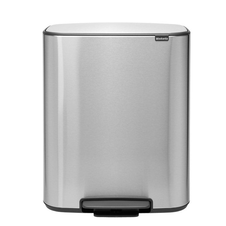 Brabantia Bo Pedal 2-Compartment 60 Litre kitchen Recycling Bin in Matt Stainless Steel: 211461