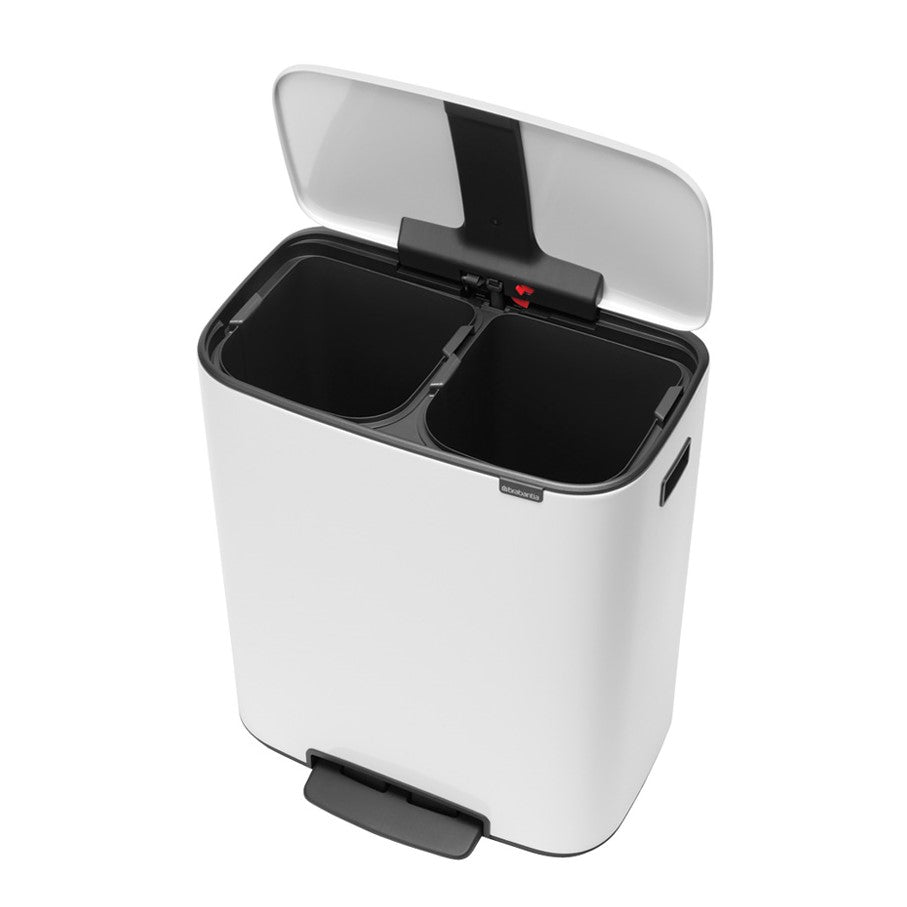 Brabantia Bo Pedal 2-Compartment 60 Litre Recycling Bin - White