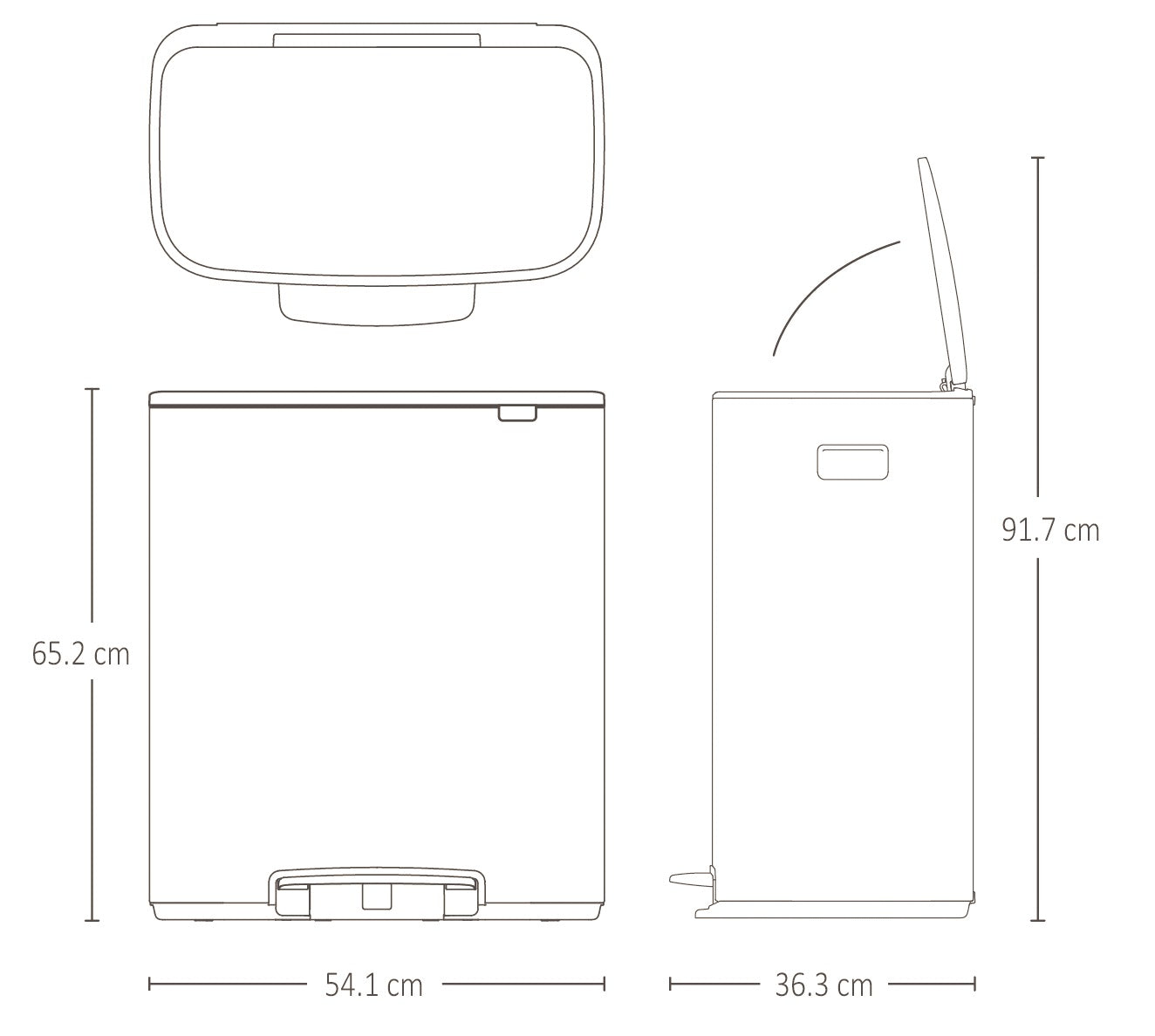 Brabantia Bo Pedal 2-Compartment 60 Litre Recycling Bin - White