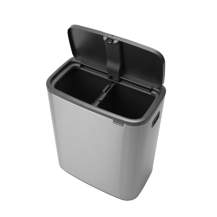Brabantia Bo Touch 2-Compartment 60 Litre Recycling Bin - Matt Steel
