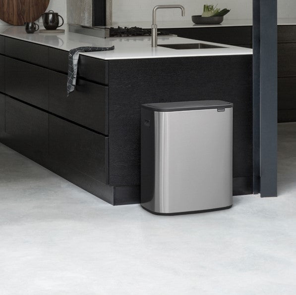 Brabantia Bo Touch 2-Compartment 60 Litre Recycling Bin - Matt Steel