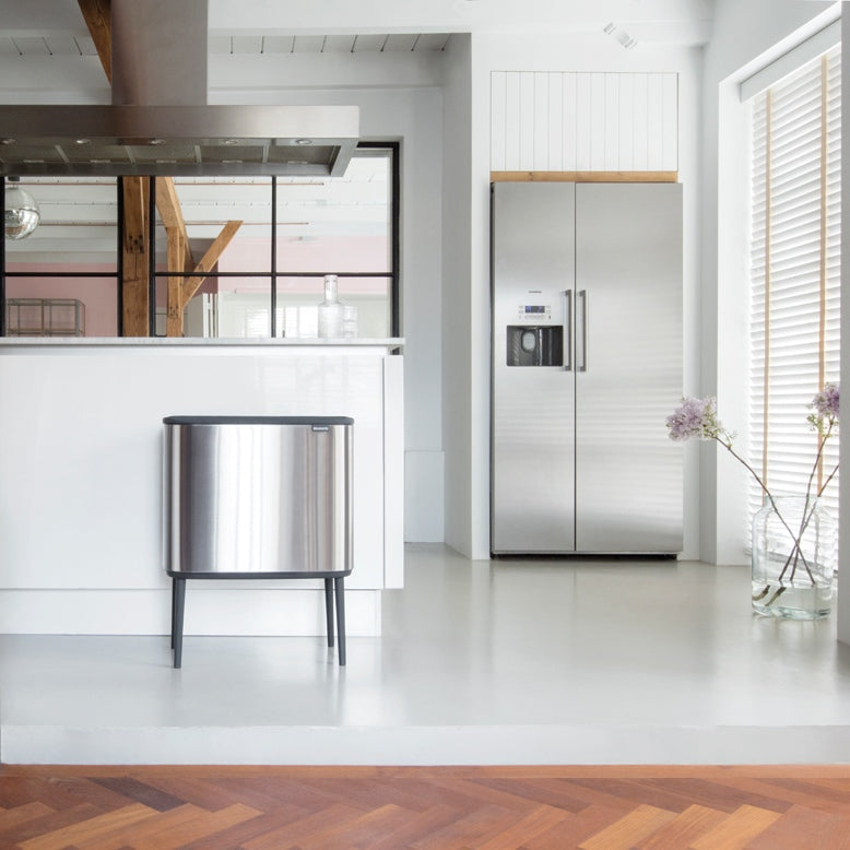 Brabantia Bo Touch 2-Compartment 34L Kitchen Recycling Bin - Matt Steel