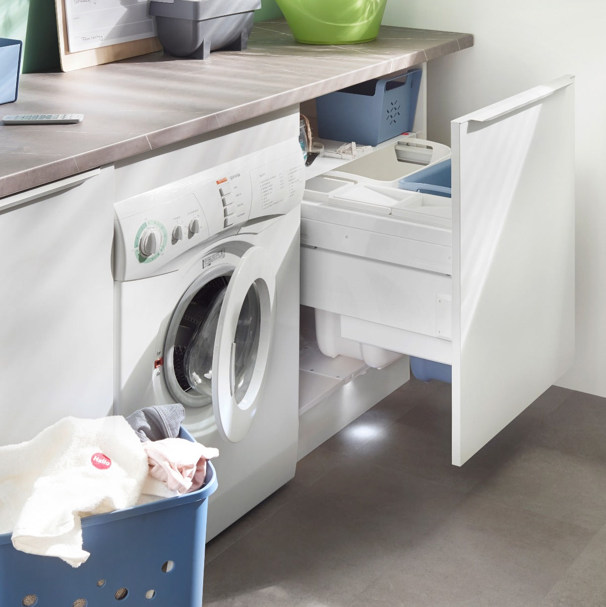 Hailo 2 Compartment Built in Laundry Bin 66L: 450mm Door