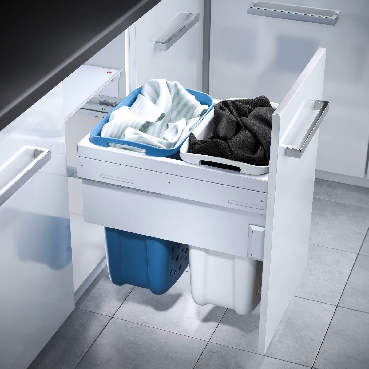 Hailo 2 Compartment Built in Laundry Bin 66L: 450mm Door