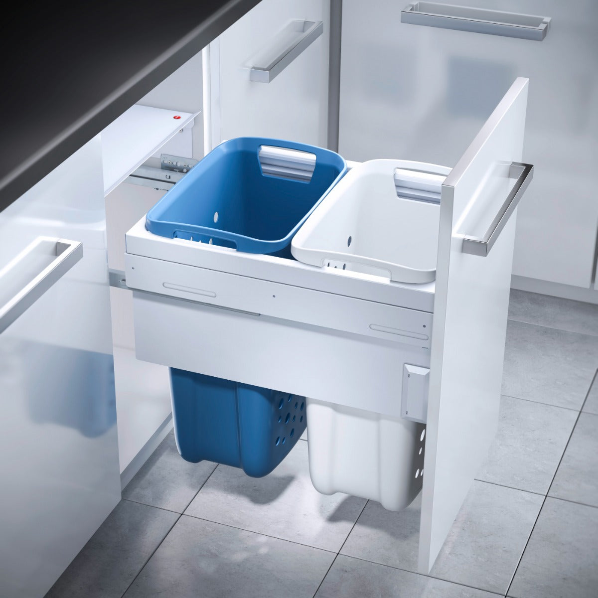 Hailo 2 Compartment Built in Laundry Bin 66L: 450mm Door