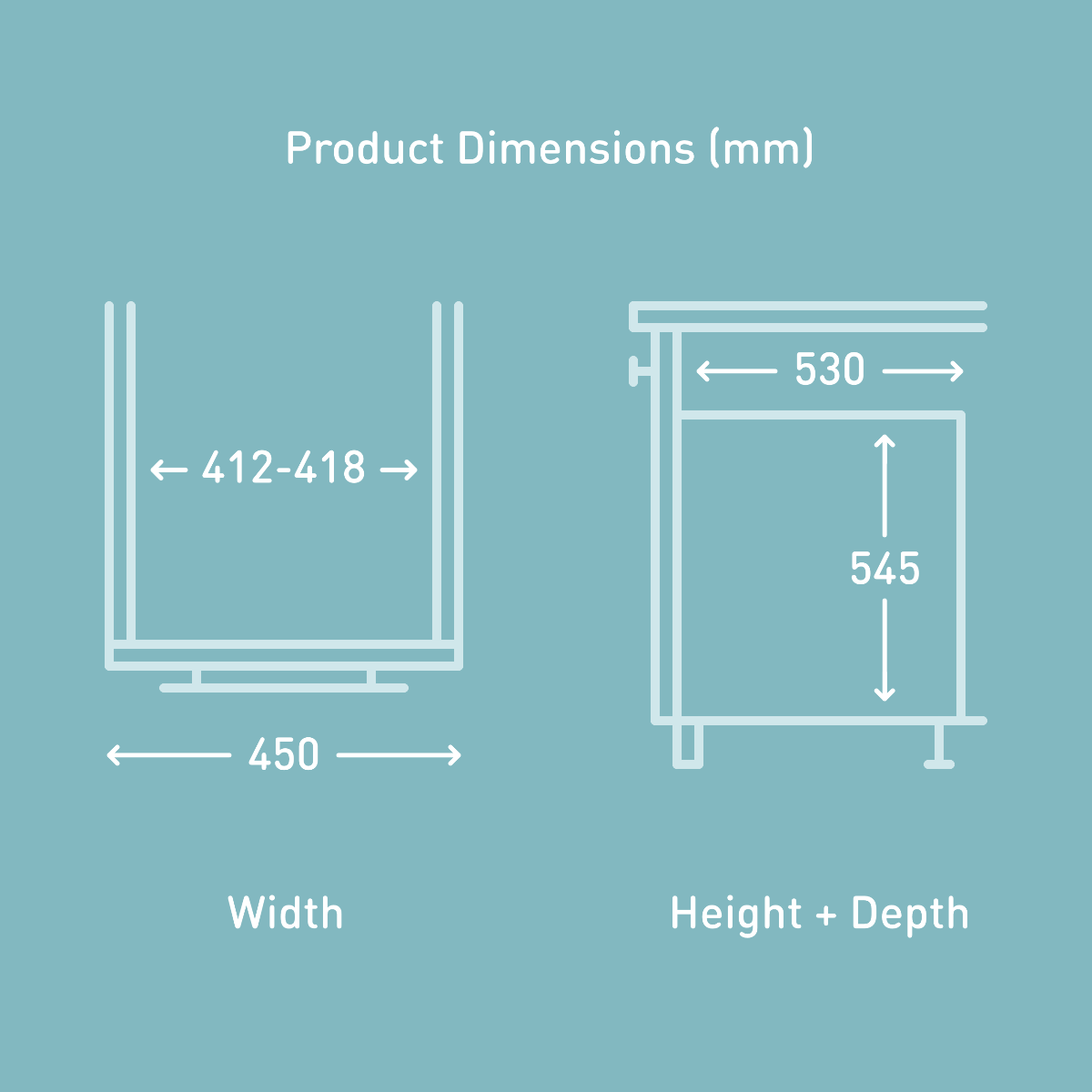 Hailo 2 Compartment Built in Laundry Bin 66L: 450mm Door