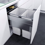Vauth-Sagel 2 compartment ES-Pro 70 Litre in-cupboard kitchen recycling bin in silver grey for 450mm wide cabinet 503.VS44.502