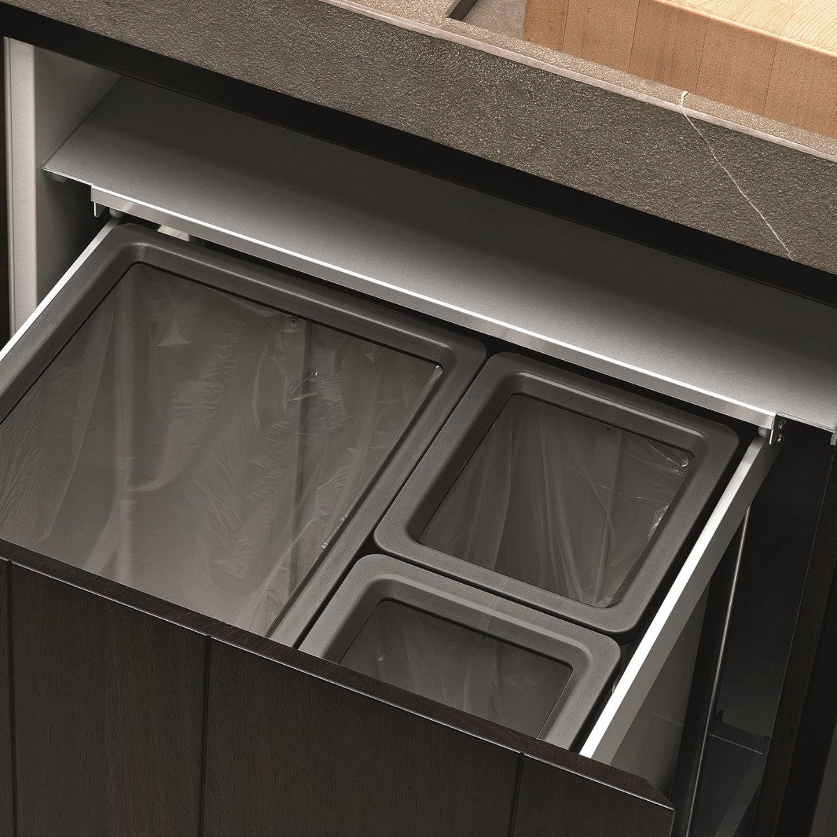 Tecnoinox Premium Aluminium 3-Compartment 108L Recycler: 600mm Door