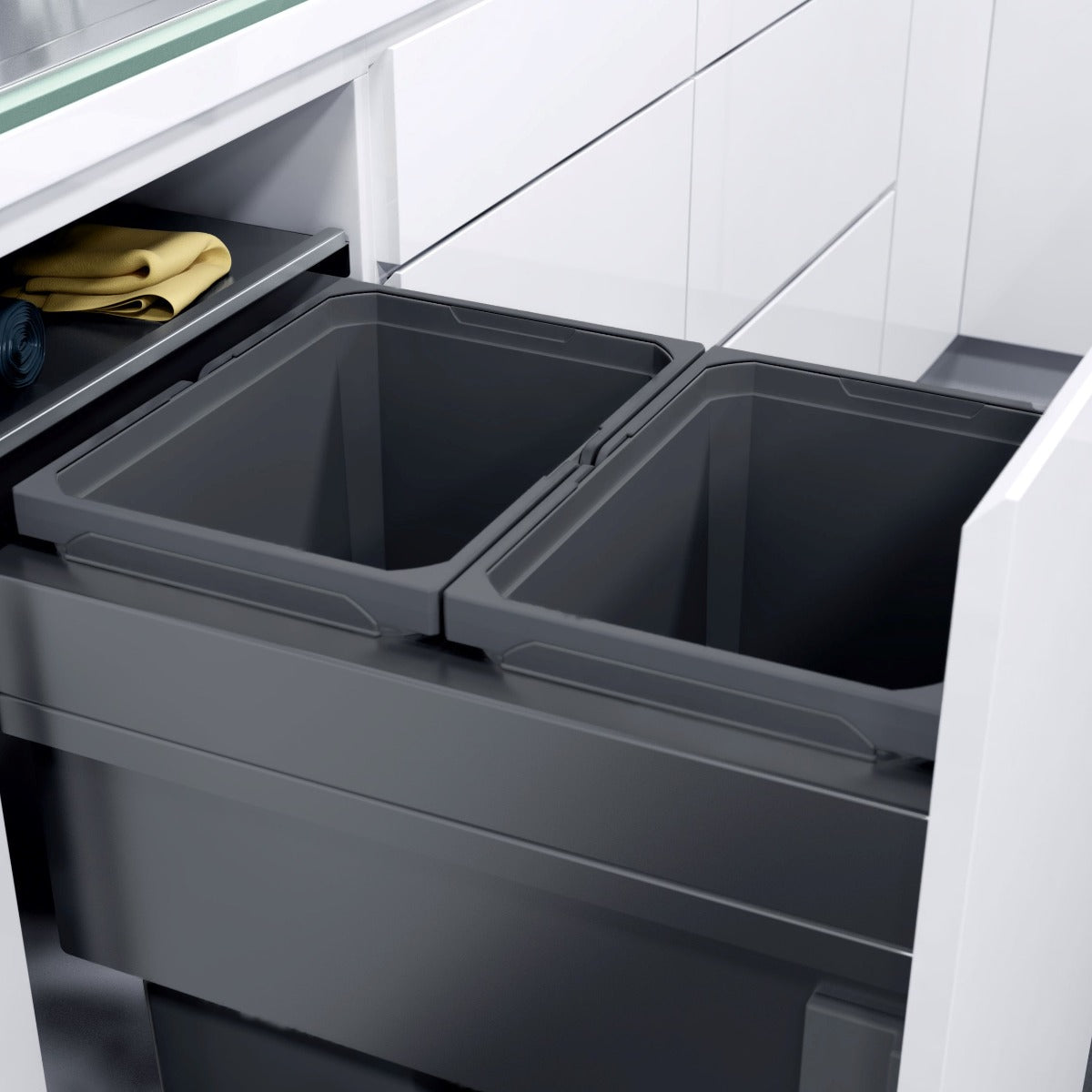 This Vauth-Sagel ES-Pro 2-Compartment 70L Recycler has 2 large 35l buckets and a steel lid/shelf