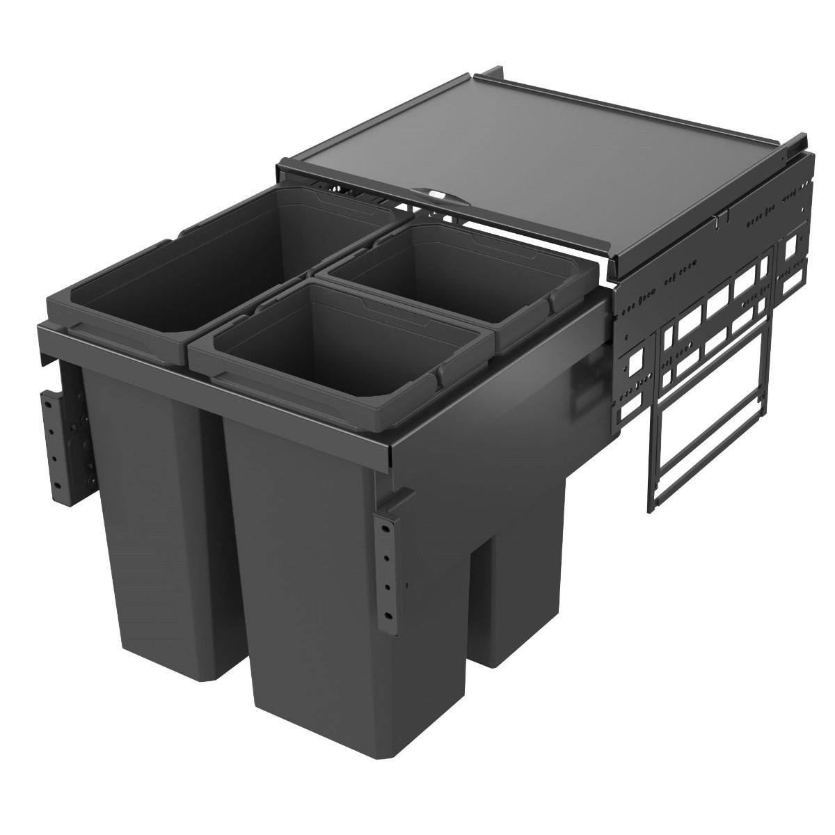 This Vauth-Sagel ES-Pro 3-Compartment 46L In-cupboard Recycling Bin has all you need to create  a hidden kitchen bin