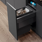 Vauth-Sagel single compartment ES-Pro 44 Litre in-cupboard kitchen bin in lava grey for 400mm wide cabinet, 515mm deep 503.VS44.351