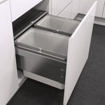 Vauth-Sagel 2 compartment ES-Pro 42 Litre in-cupboard kitchen recycling bin in silver grey for 450mm wide cabinet 503.VS04.514