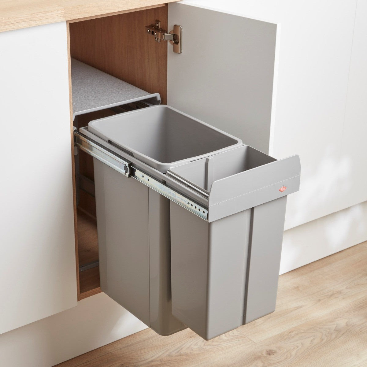 Premium under Sink 10L Hinged Stainless Steel Waste Bin, 400mm Cabinet Width
