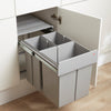 Wesco Trio 3 Compartment 40 litre in-cupboard kitchen recycling bin for 400mm wide hinged door cabinet 757WS721-85