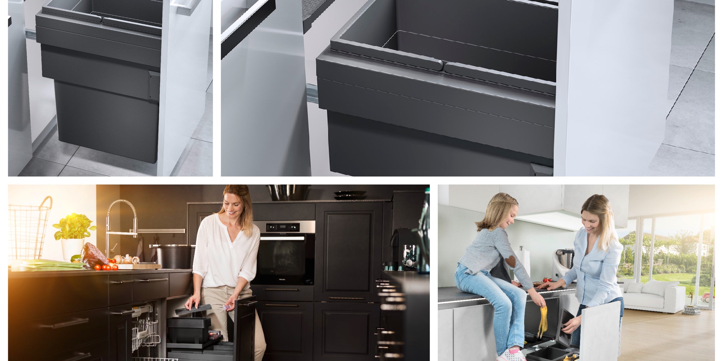 Our latest range of In-cupboard kitchen bins: the Hailo Synchro Range