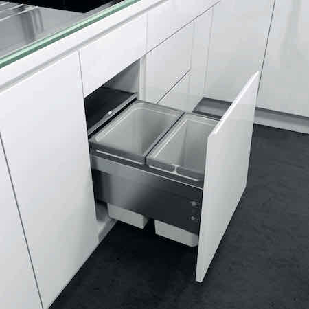 Built-in In-cupboard Bins for kitchen cabinets with 400mm wide doors
