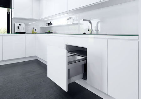 Built-in kitchen bins for 600mm cabinets