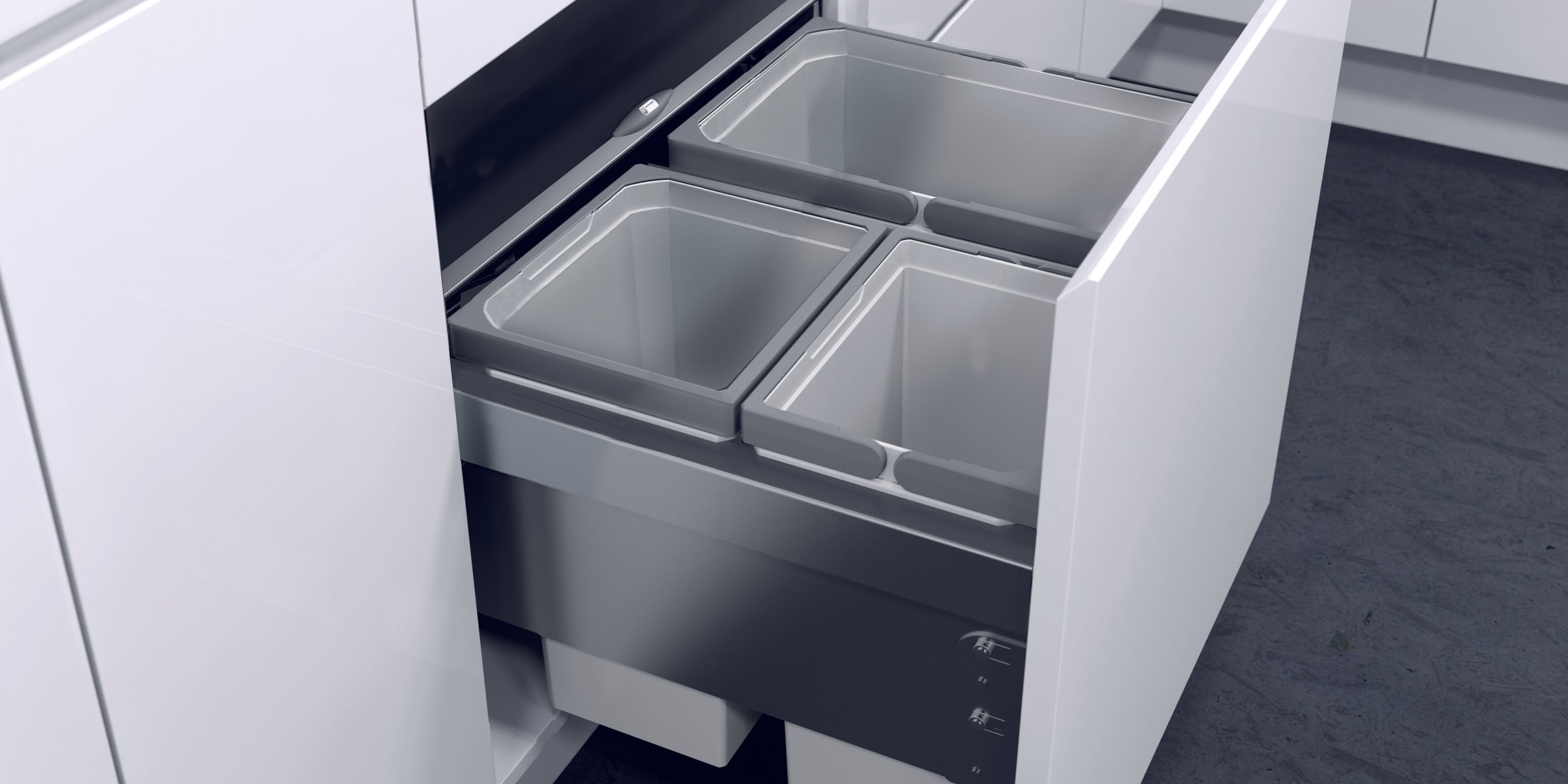 Vauth-Sagel In-Cupboard bin, installed in a white modern kitchen