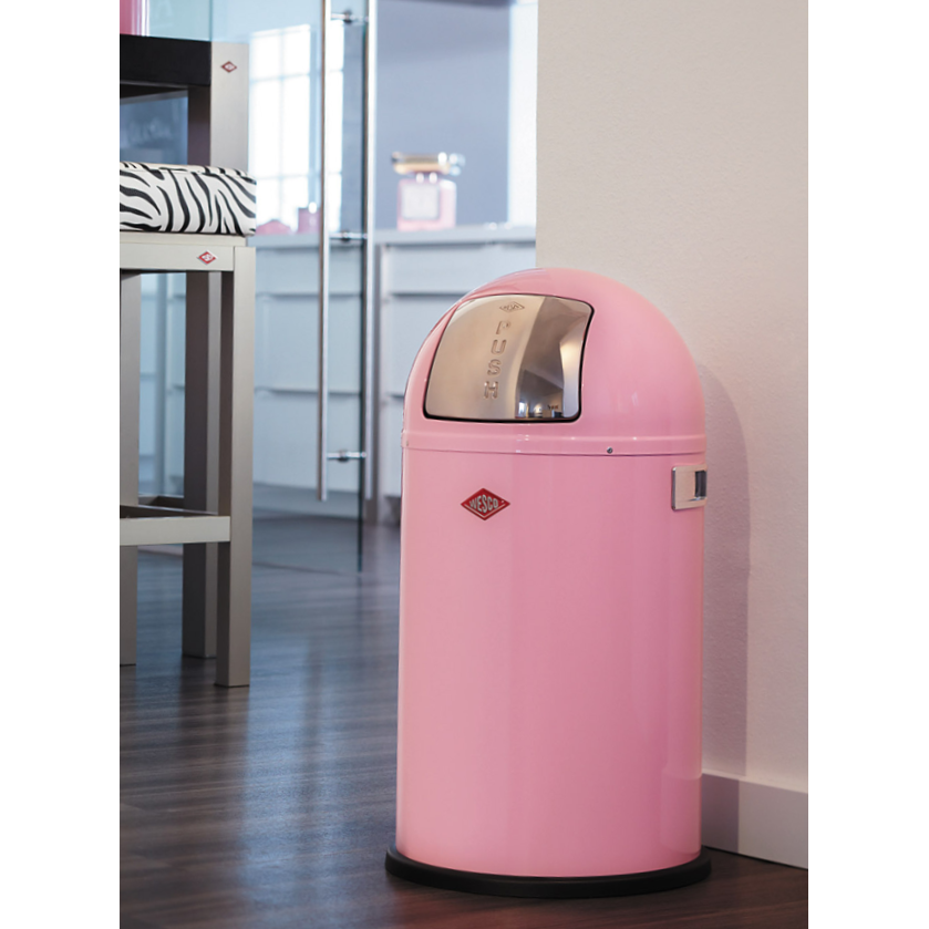 Wesco Pushboy Junior Single Compartment 22L Kitchen Bin: Pink