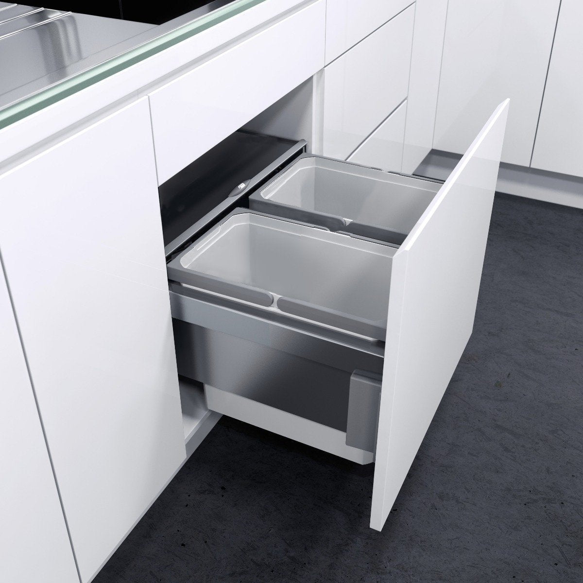 Vauth-Sagel ES-Pro 2-Compartment 56L Recycler - Silver Grey: 600mm Door