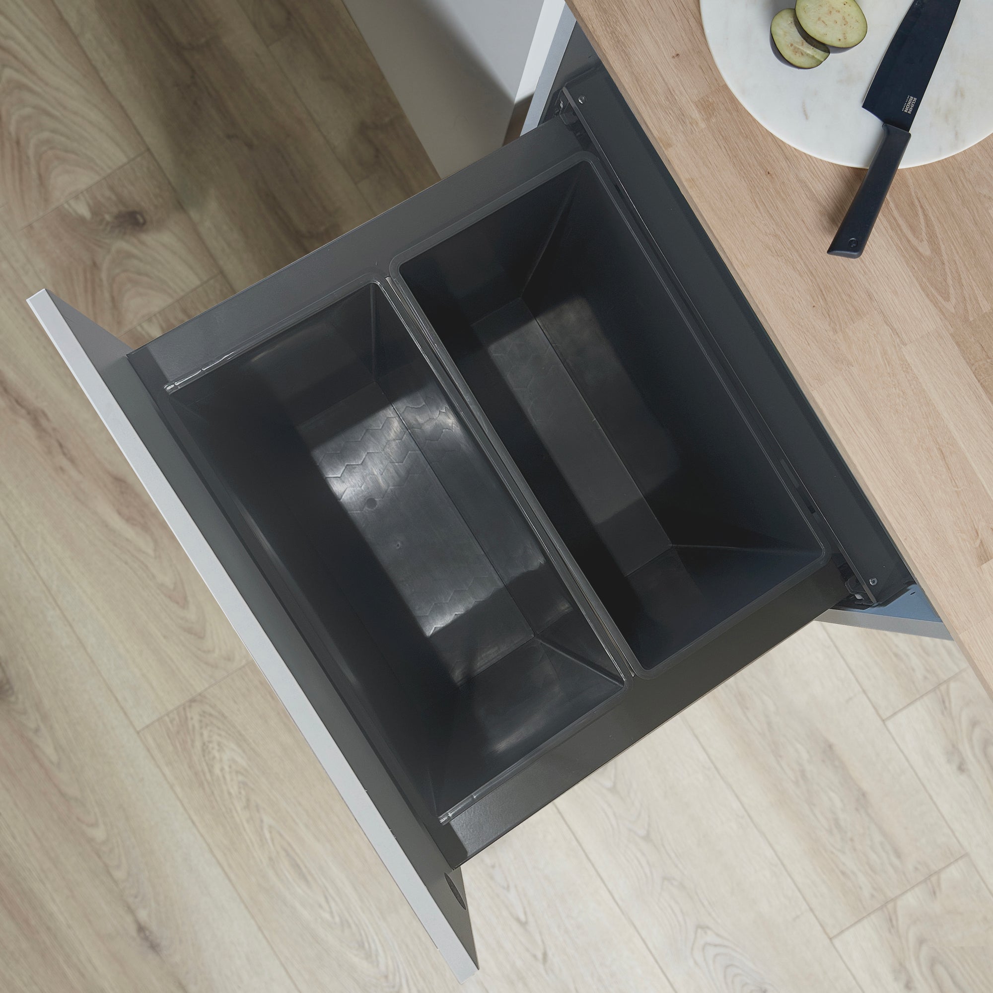 Pullboy Soft Comfort 2 x 42L inner bins in dark grey from above